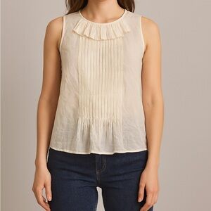 Banana Republic 100% Silk Crepe Ruffle Blouse